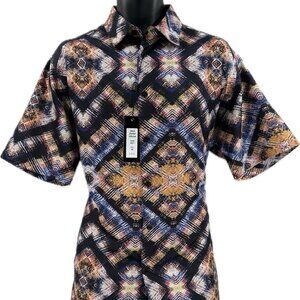 Bassiri Men's Casual Button-Down Shirt Orange Black Navy Green Red Short Sleeves